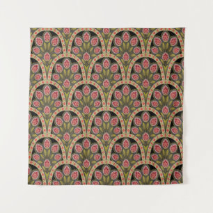 abstract Geometric mughal motif flower patternart, Tapestry