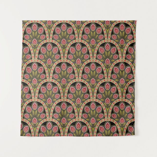 abstract Geometric mughal motif flower patternart, Tapestry (Front)