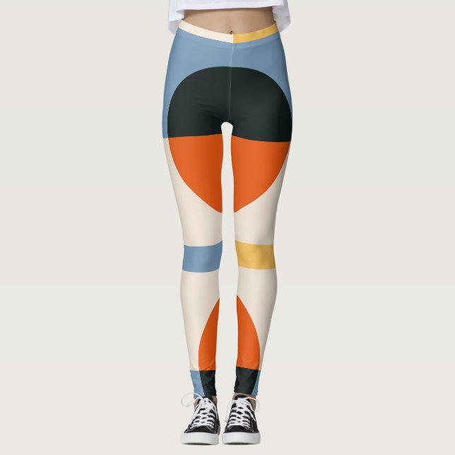 Abstract Geometric Multi Colour Design Leggings (Front)