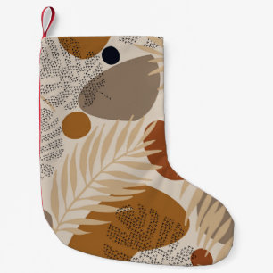 Abstract geometric, natural shapes in minimal nord small christmas stocking