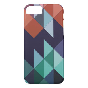 Abstract Geometric Navy Blue Green Brown Elegant iPhone 8/7 Case