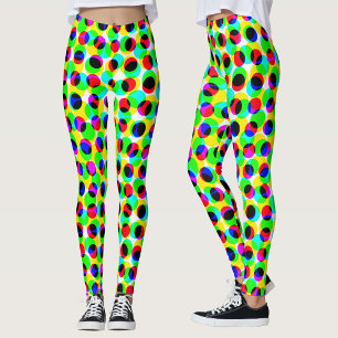 Abstract Geometric Neon Colour Green Circles Dots Leggings