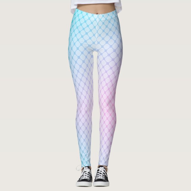Abstract Geometric Networks of Green Lines Leggings (Front)