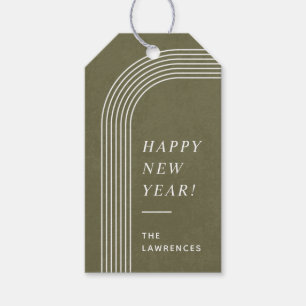 Abstract Geometric New Year's Gift Tag - Green