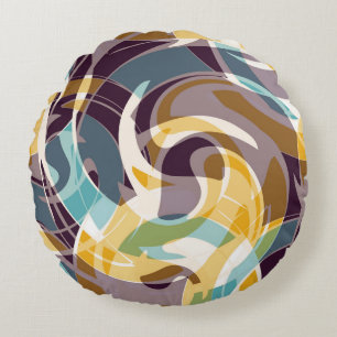 Abstract geometric objects graffiti grunge effecta round cushion