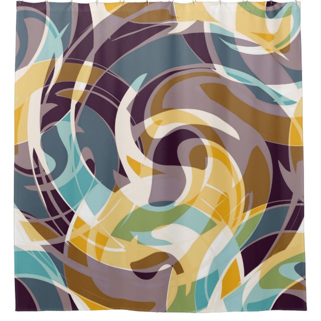 Abstract geometric objects graffiti grunge effecta shower curtain (Front)