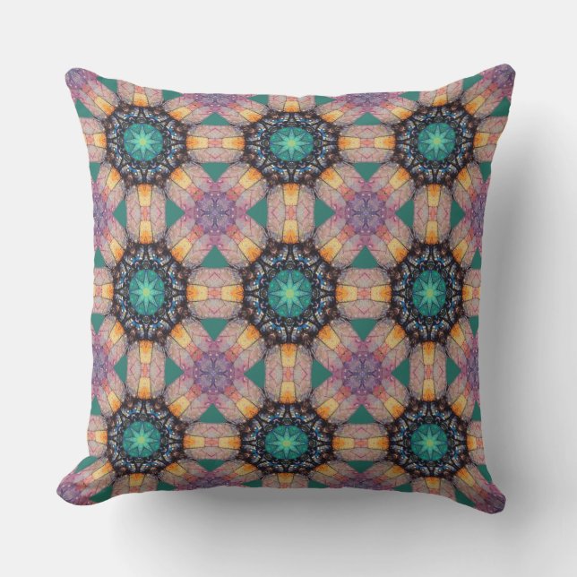 Abstract Geometric Octagonal Star Circle Pattern Cushion (Front)
