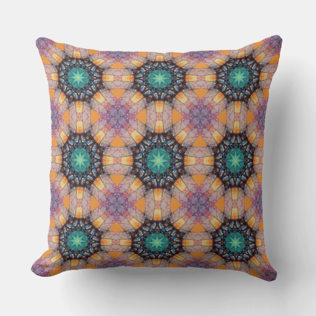 Abstract Geometric Octagonal Star Circle Pattern Cushion (Front)