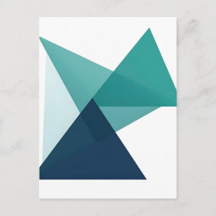 Abstract Geometric Origami Teal Blue Postcard