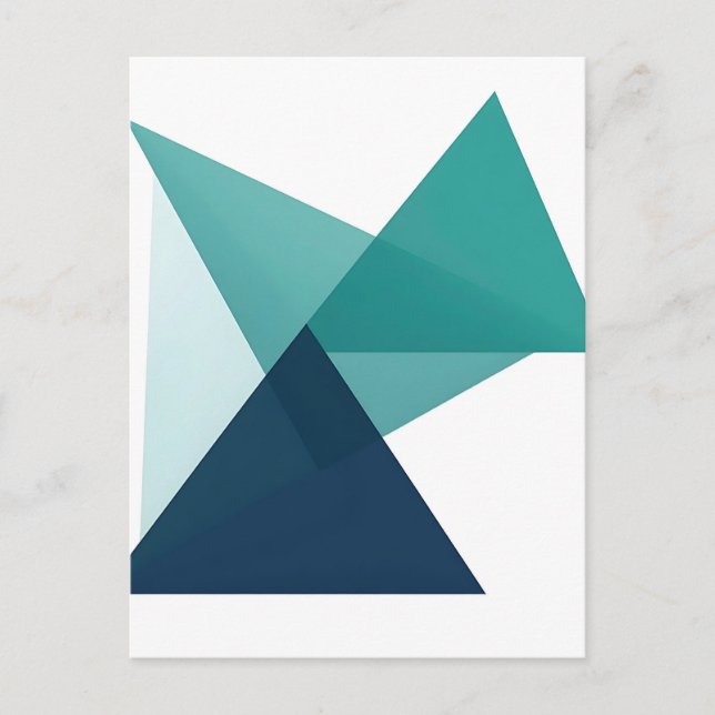 Abstract Geometric Origami Teal Blue Postcard (Front)