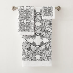 Abstract Geometric Overlap Bath Towel Set