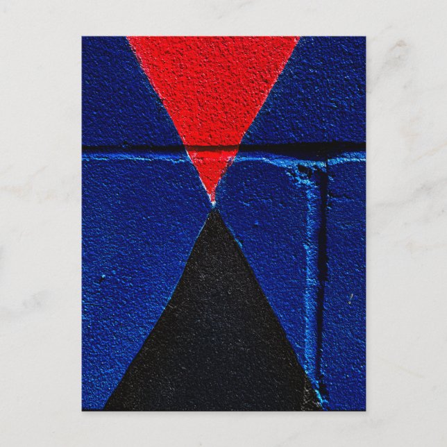 Abstract Geometric Painted Wall Red Blue Black Postcard (Front)