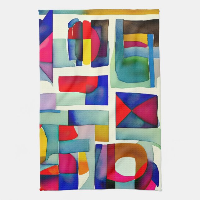 Abstract Geometric Painting Tea Towel (Vertical)