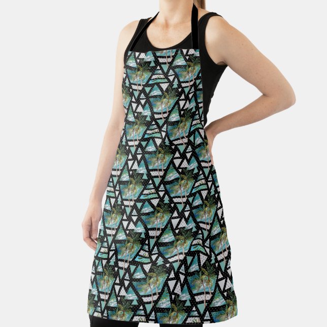 Abstract Geometric Palms & Waves Pattern Apron (Insitu)
