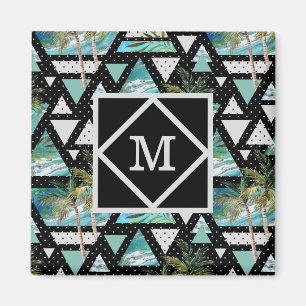 Abstract Geometric Palms & Waves Pattern Magnet