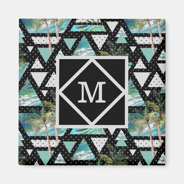 Abstract Geometric Palms & Waves Pattern Magnet (Front)