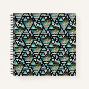 Abstract Geometric Palms & Waves Pattern Notebook