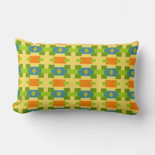 Abstract Geometric Pastel Pattern with Squares Lumbar Cushion