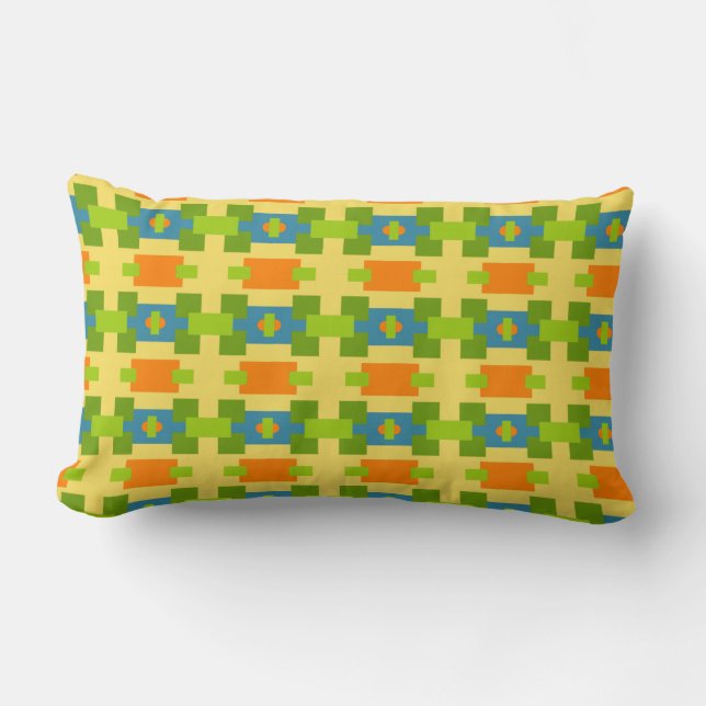 Abstract Geometric Pastel Pattern with Squares Lumbar Cushion (Front)