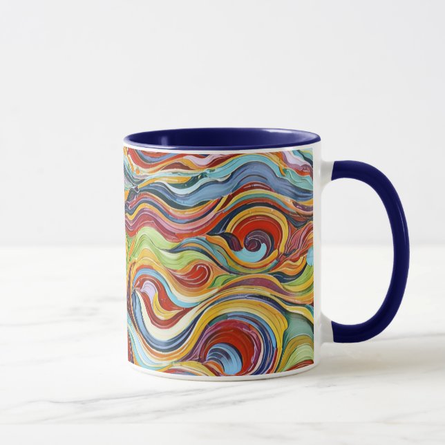 Abstract geometric pattern 39 with wavy lines mug (Right)