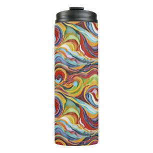 Abstract geometric pattern 39 with wavy lines thermal tumbler