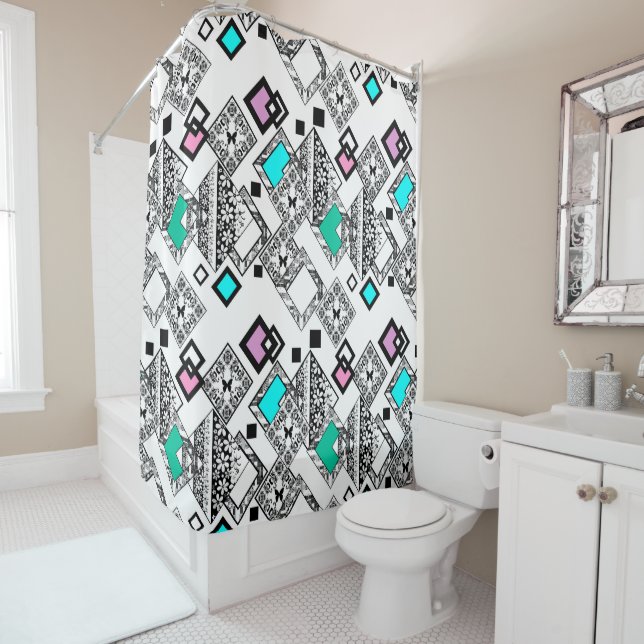 Abstract geometric pattern #abstract #geometric shower curtain (In Situ)