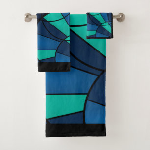 Abstract geometric pattern bath towel set