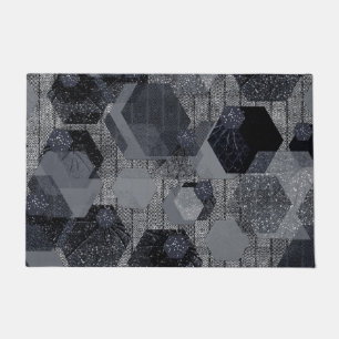 Abstract geometric pattern, black and gray .  doormat