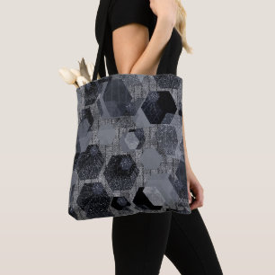 Abstract geometric pattern, black and gray . tote bag