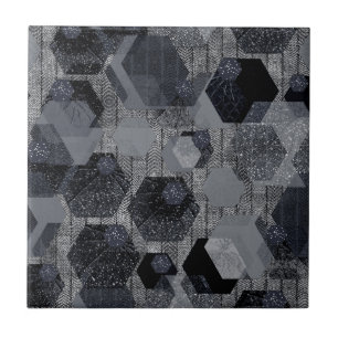 Abstract geometric pattern, black and grey .  ceramic tile