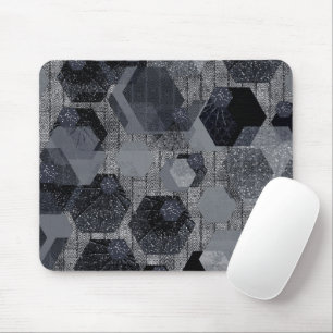 Abstract geometric pattern, black and grey . mouse pad