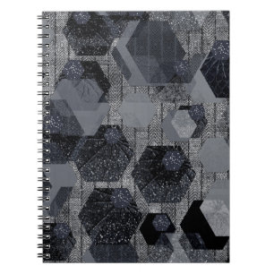Abstract geometric pattern, black and grey . notebook