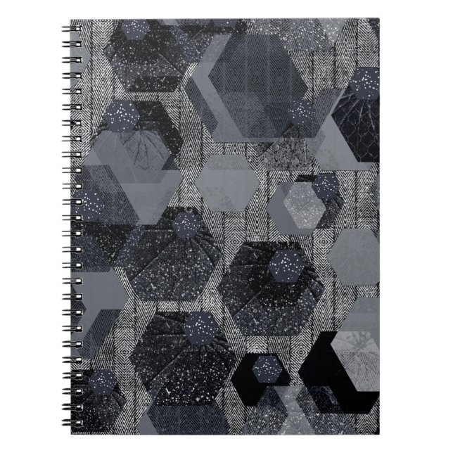 Abstract geometric pattern, black and grey . notebook (Front)