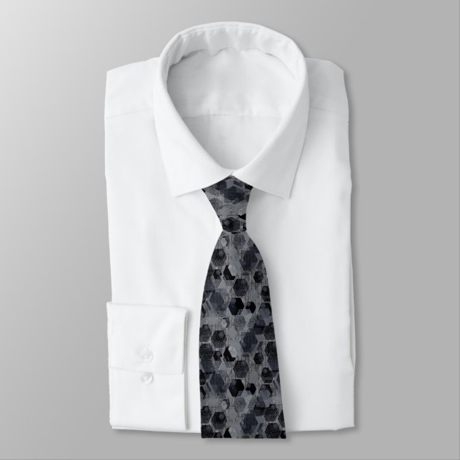 Abstract geometric pattern, black and grey . tie (Tied)