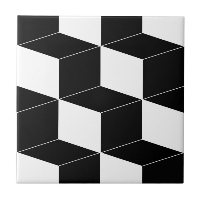 Abstract geometric pattern - black and white. ceramic tile (Front)