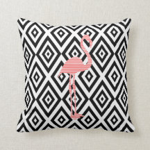 Abstract geometric pattern - black - pink flamingo