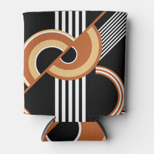 Abstract geometric pattern, black vintage illustra can cooler