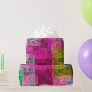 Abstract geometric pattern, blue, pink, modern  wrapping paper