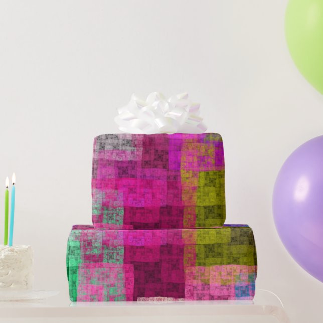Abstract geometric pattern, blue, pink, modern  wrapping paper (Party Gifts)
