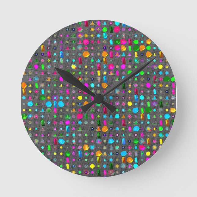 Abstract Geometric Pattern Canvas  Round Clock (Front)