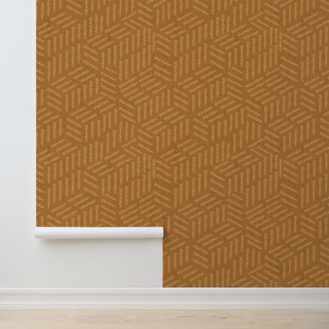 Abstract Geometric Pattern Caramel Brown Wallpaper (Application)