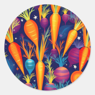 Abstract Geometric Pattern Celestial Carrots Classic Round Sticker