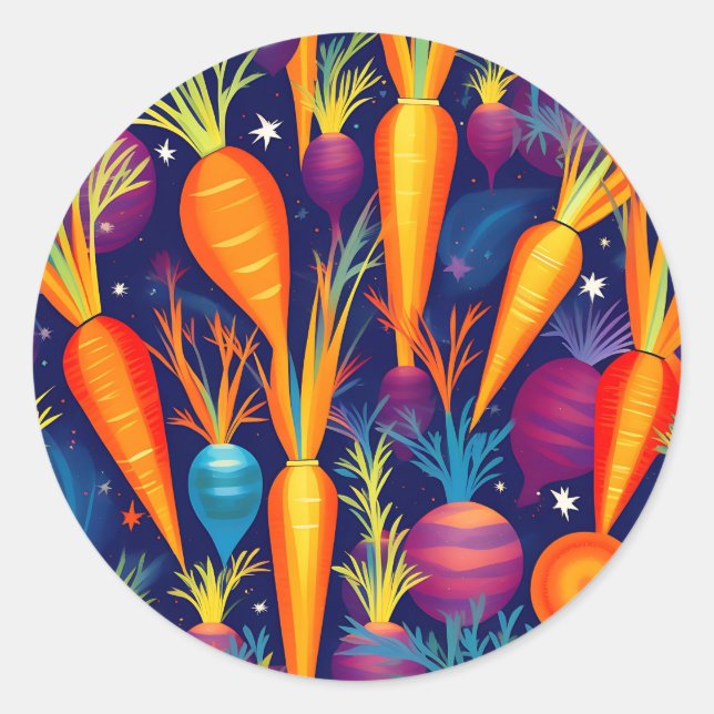Abstract Geometric Pattern Celestial Carrots Classic Round Sticker (Front)