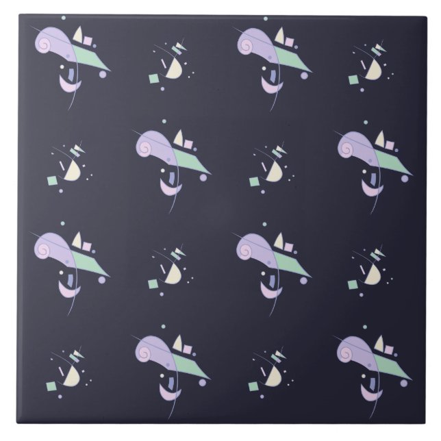 Abstract Geometric Pattern Ceramic Tile (Front)