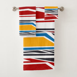 Abstract , geometric pattern, colourful bath towel set