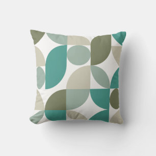 Abstract Geometric Pattern Green Teal Cushion