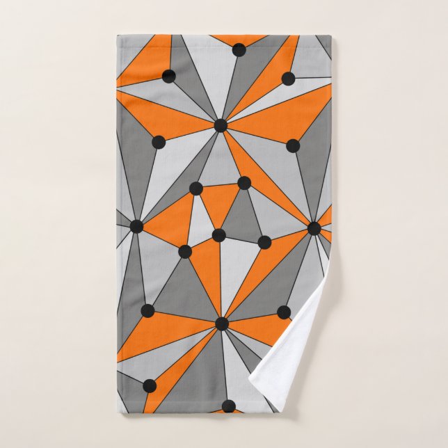 Abstract geometric pattern - grey and orange. hand towel (Hand Towel)