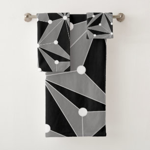 Abstract geometric pattern - grey. bath towel set