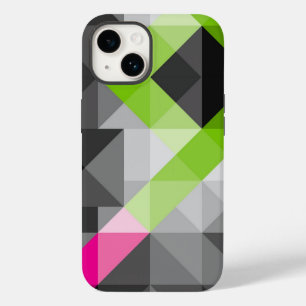 Abstract geometric pattern Grey pink green colours iPhone Case