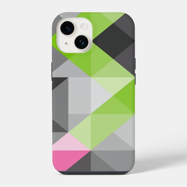 Abstract geometric pattern Grey pink green colours iPhone Case (Back)